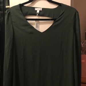 Dark green long sleeve shift dress